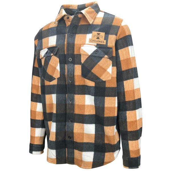 Artisans I-State Cyclones Brown Plaid Fleece Button Up